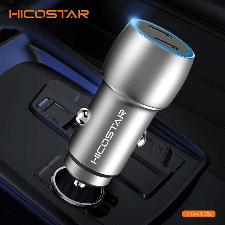 شارژر فندکی 40w دوگانه PD تایپ سی هیکواستار مدل HS-CC25