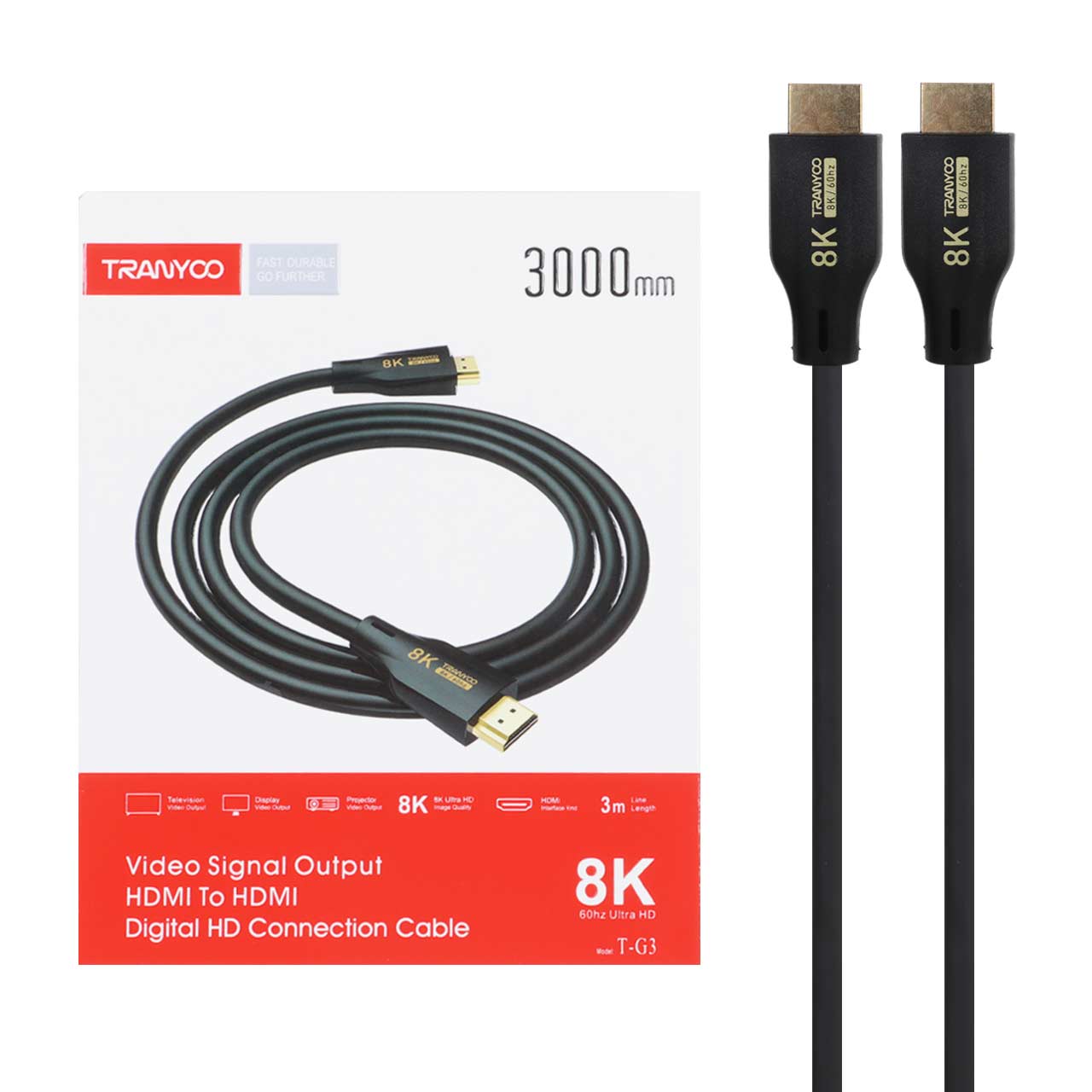 کابل HDMI سه متری TRANYOO مدل T-G3 کیفیت 8K