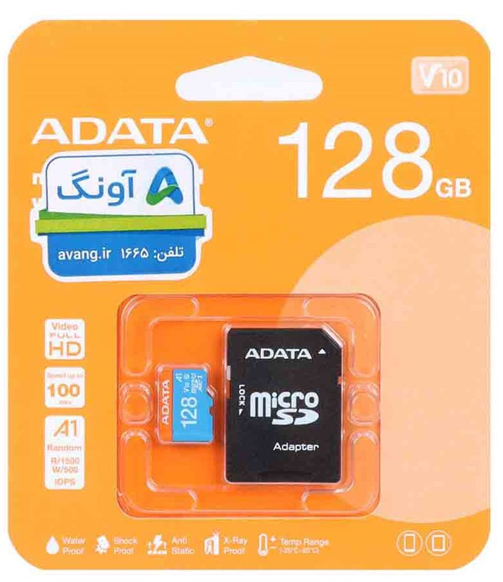 رم میکرو اس دی 128 گیگ کلاس 10 ADATA 100MB/S با خشاب تبدیل