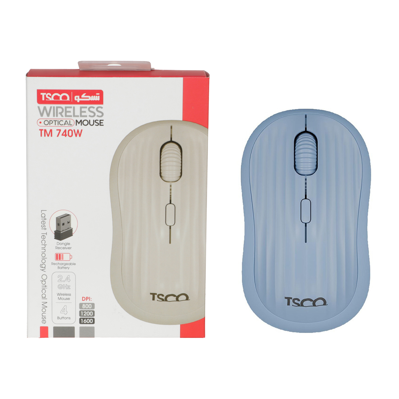 موس بیسیم شارژی تسکو مدل TM740W آبی