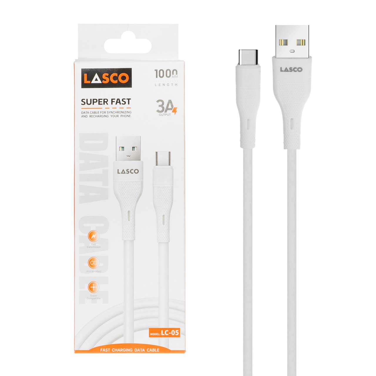 کابل شارژ سریع و دیتا تایپ‌سی LASCO مدل LC-05